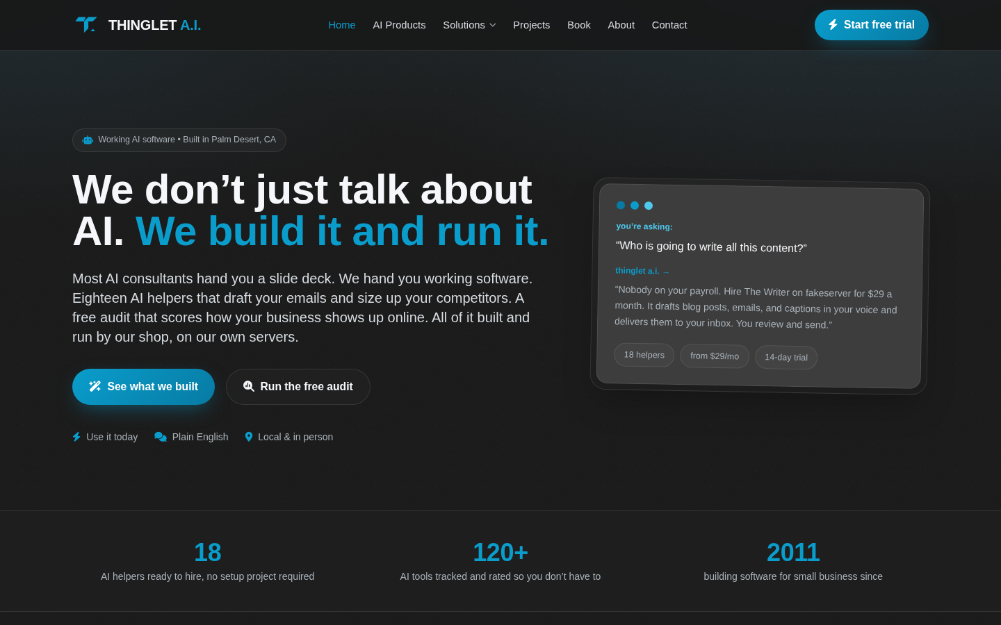 Thinglet A.I. homepage preview